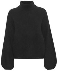 Gestuz - Zwarte Coltrui Trui Alphagz Stijl - Lyst