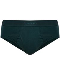 Tom Ford - Ondergoed ,Groen ,Katoen Cotton Briefs With Logo - Lyst