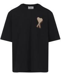Ami Paris - Klassiek Zwart T-Shirt Voor Mannen - Lyst