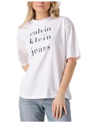 Calvin Klein - Tops ,Wit ,Logo Tee Voor Vrouwen - Lyst