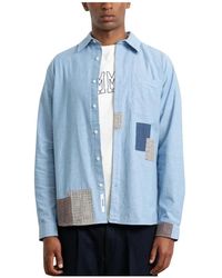 Edmmond Studios - Overhemden ,Blauw ,Katoen Meet & Grid Shirt - Lyst