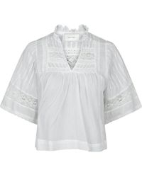 Neo Noir - Witte Voile Blouse Met Fijne Details - Lyst