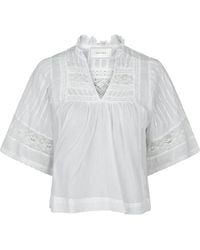 Neo Noir - Witte Voile Blouse Met Fijne Details - Lyst