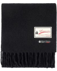 Lanvin - Accessoires ,Zwart ,Wol Fluffy Smash Met Label Sjaal - Lyst