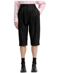 KENZO - Korte Broeken ,Zwart ,Wol Shorts Met Knopenmanchetten - Lyst