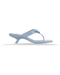 Prada - Schoenen ,Blauw ,Leer Instap Leren Sandalen Met Logo Hardware - Lyst