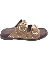 Inuovo - Doppelriemen-Slider Aus Wildleder - Lyst