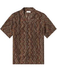 Dries Van Noten - Camicia di seta marrone con stampa grafica - Lyst