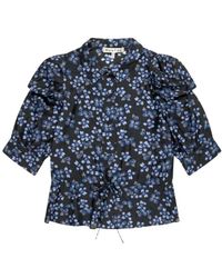 Munthe - Blaue seidenbluse mit puffärmeln - Lyst