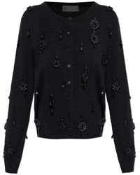 Tory Burch - Truien & Vesten ,Zwart ,Wol Geborduurde Wollen Cardigan - Lyst