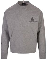 Moncler - Reflektierender grauer crewneck-sweatshirt - Lyst