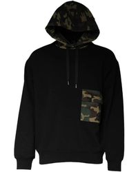 Dolce & Gabbana - Hoodies & Sweatvesten ,Zwart ,Katoen Camouflage Hoodie Met Grote Zak - Lyst