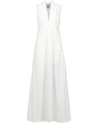 Semicouture - Vestido blanco sin mangas de ganchillo de algodón - Lyst