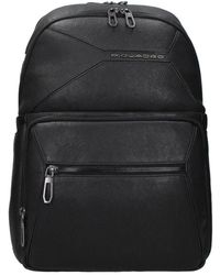 Piquadro - Schwarzer Leder-Rucksack Mit Mehreren Fächern - Lyst