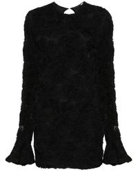 ROTATE BIRGER CHRISTENSEN - Schwarzes blumen mesh mini kleid - Lyst