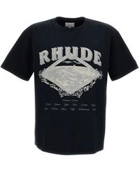 Rhude - Tops ,Zwart ,Katoen T-Shirt Met Ronde Hals - Lyst