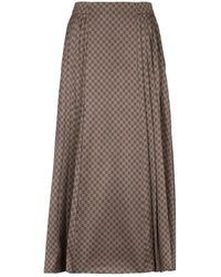 Balmain - Mini Monogram Geplooide Midi-Rok - Lyst