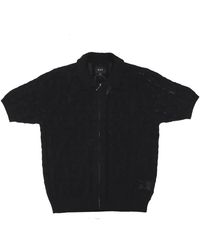 Huf - Tops ,Zwart ,Katoen Monogram Jacquard Zip Polo Sweater - Lyst