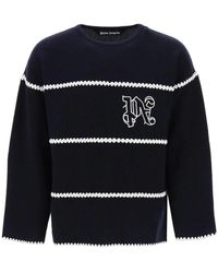 Palm Angels - Gebreide Trui Met Geborduurde Details - Lyst