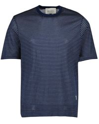 Ami Paris - Tops ,Blauw ,Katoen De Coeur Gestreept T-Shirt - Lyst