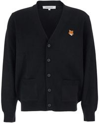 Maison Kitsuné - Truien & Vesten ,Zwart ,Wol Fox Head Cardigan - Lyst