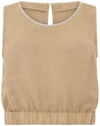 120% Lino - Sleeveless Tops - Lyst