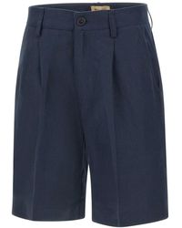 Woolrich - Korte Broeken ,Blauw ,Leer Lyocell Linen Shorts - Lyst