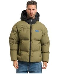 HUGO - Grüne Wasserabweisende Jacke Mit Kapuze - Lyst