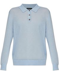 Rag & Bone - Truien & Vesten ,Blauw ,Kasjmier Kasjmier Polo Met Lange Mouwen - Lyst