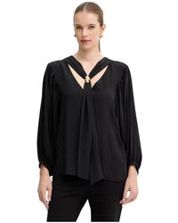 SIMONA CORSELLINI - Overhemden ,Zwart ,Leer Blouse Met Zachte Halslijn - Lyst