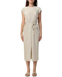 HUGO - Chique Geplooide Midi Jurk Met Voorsplit - Lyst