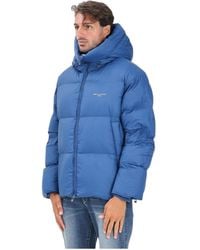 ARMANI EXCHANGE - Blauwe Gewatteerde Jas Met Capuchon - Lyst