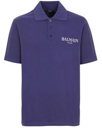 Balmain - Vintage Geborduurd Katoenen Poloshirt - Lyst