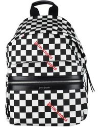 Palm Angels - Schachbrett rucksack - schwarz-weißes karomuster mit roter logo-druck,damier check logo rucksack - Lyst