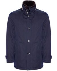 Herno - Structured Virgin Wool Coat With Plush Fur Collar - Lyst