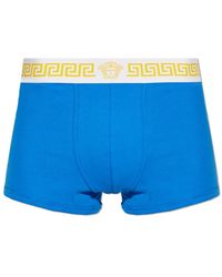 Versace - Ondergoed ,Blauw ,Katoen Cotton-Jersey Trunks - Lyst