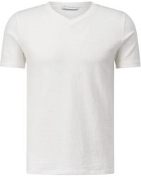 KIEFERMANN - Tops ,Wit ,Linnen Linnenmix Klassiek V-Hals T-Shirt - Lyst