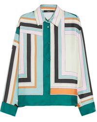 Weekend by Maxmara - Geometrische Seidenbluse Mit Geknöpften Ärmeln - Lyst