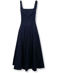 STAUD - Kleedjes ,Blauw ,Katoen Wells Dress - Lyst