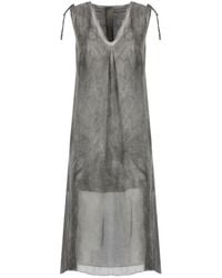 SANCTAMUERTE - Graues Seiden-Viskose Ärmelloses Kleid Mit Kordelzug - Lyst