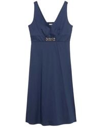 Oltre - Popeline Jurk Met Juweel Patch - Lyst