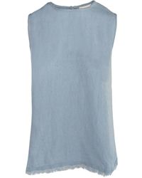 Hèst - Tops ,Blauw ,Denim Faded Denim Linnen Top - Lyst