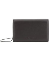Brunello Cucinelli - Tassen ,Bruin ,Leer Leren Portemonnee Met Ketting - Lyst