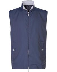 Eleventy - Jassen ,Blauw ,Gilet Full Zip Collo - Lyst