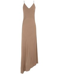 Cortana - Kleedjes ,Bruin ,Zijden Stretch Jurk Asymmetrische Zoom - Lyst