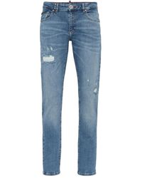 Philipp Plein - Jeans ,Blauw ,Katoen Destroyed Super Straight Cut Jeans - Lyst