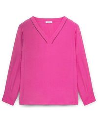 FIORELLA RUBINO - Bluse mit v-ausschnitt aus lenzingTM ecoveroTM viskose - Lyst