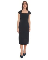Max Mara - Kleedjes ,Blauw ,Polyester Cady Stretch Sheath Jurk - Lyst