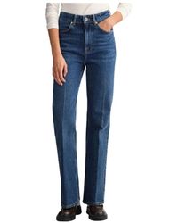 Jeans a vita alta a zampa di GANT in Blu | Lyst