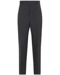 Moschino - Grijze Wol Slim-Fit Broek - Lyst